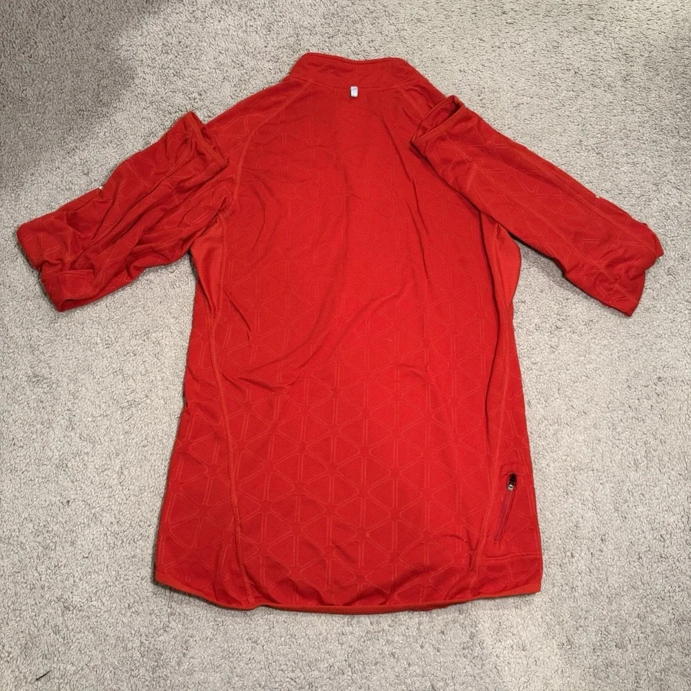 Nike Men's M Running Shirt Red‎ Long Sleeve 1/4 Zip-Up Dri-Fit Thumbholes
